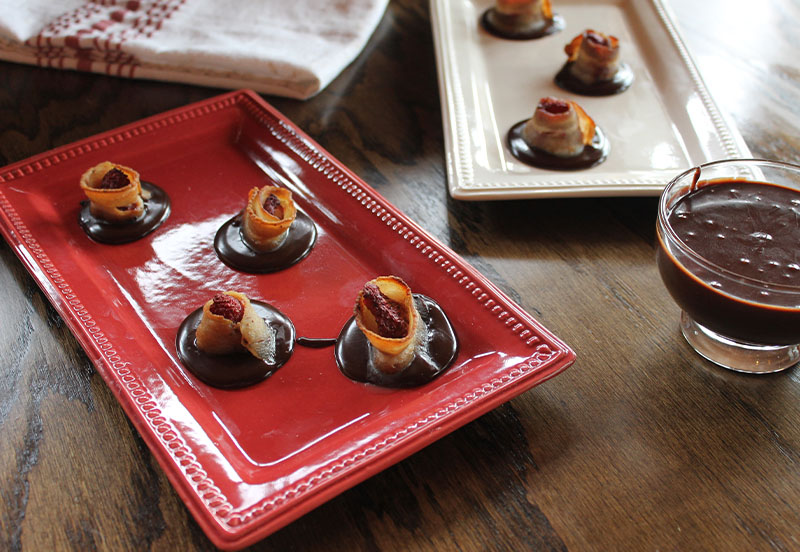 Bacon Wrapped Strawberries Dipped in Chocolate